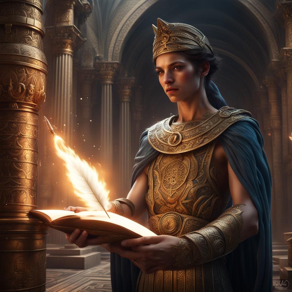 Ethereal Being: Mesopotamian-Greco Fusion, Detailed Matte Pa...