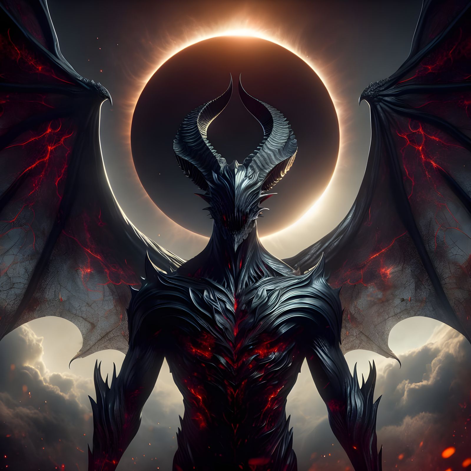 Menacing Demon Emerges from Dark Solar Eclipse