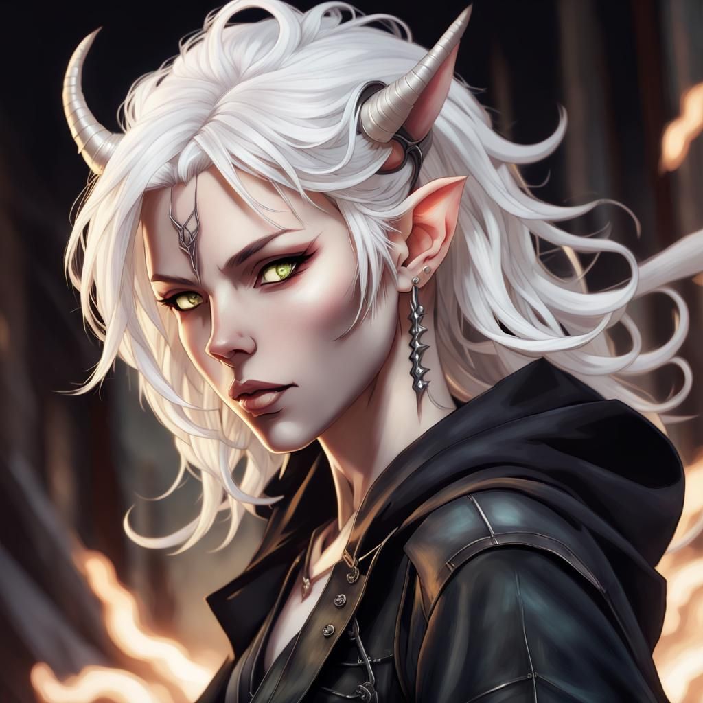 Anime Tiefling Action Portrait with Katana