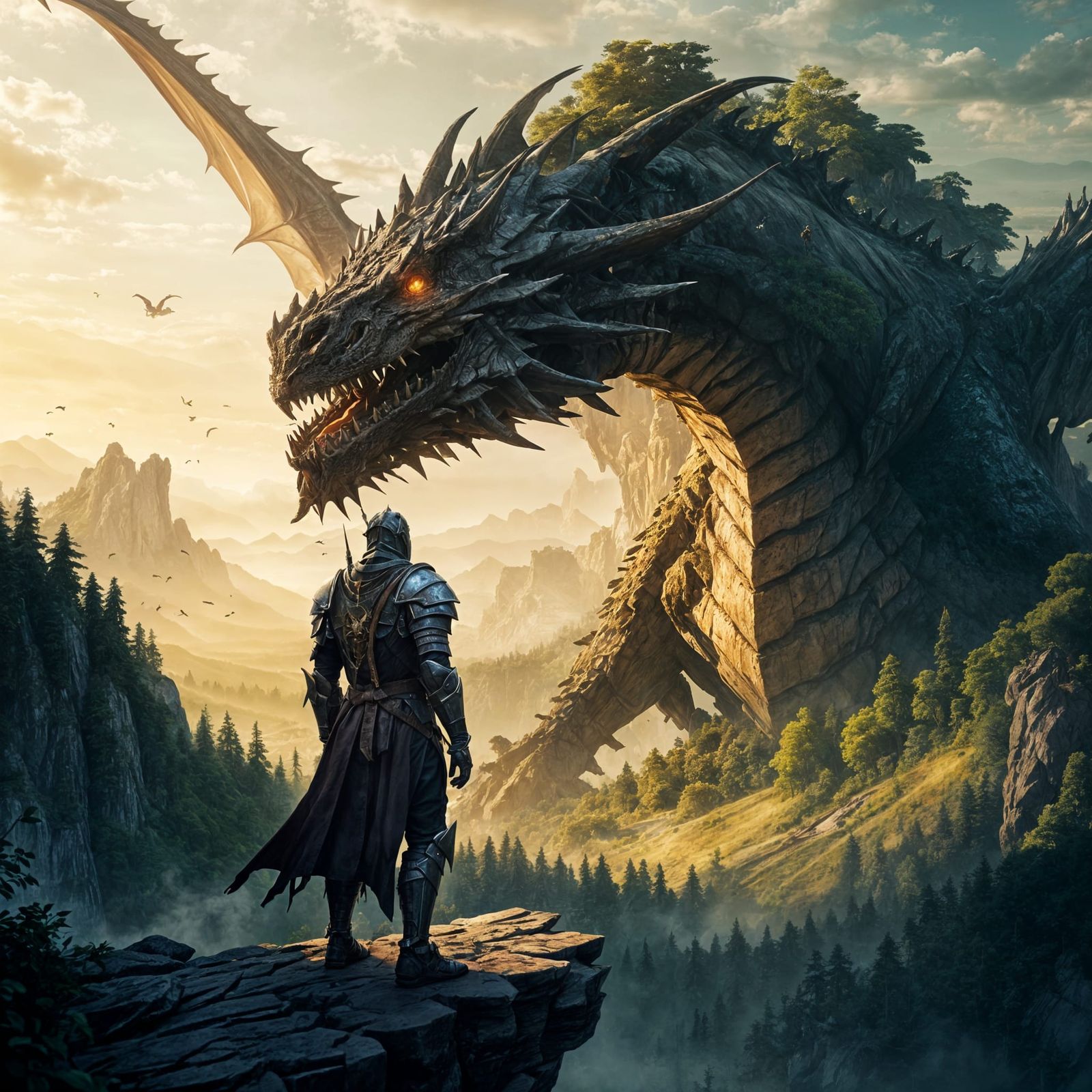 Mountain Dragon Rises: Hyperdetailed Fantasy Landscape