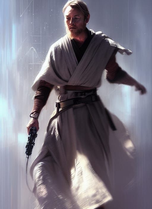 Obi-Wan Kenobi Jedi Portrait in Psychedelic Style