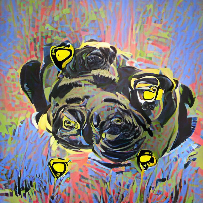 Pop Art Pug in Black and Yellow