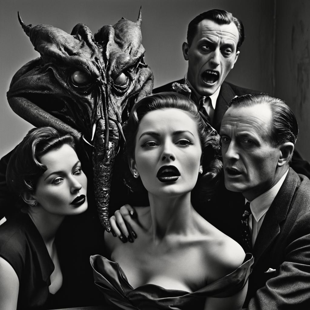 Surreal 1950s Magazine Portraits in Chiaroscuro Lighting