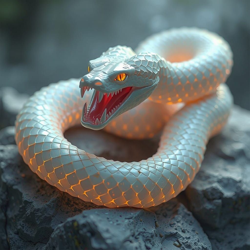 Majestic Quartz Serpent Amidst Mystical Atmosphere