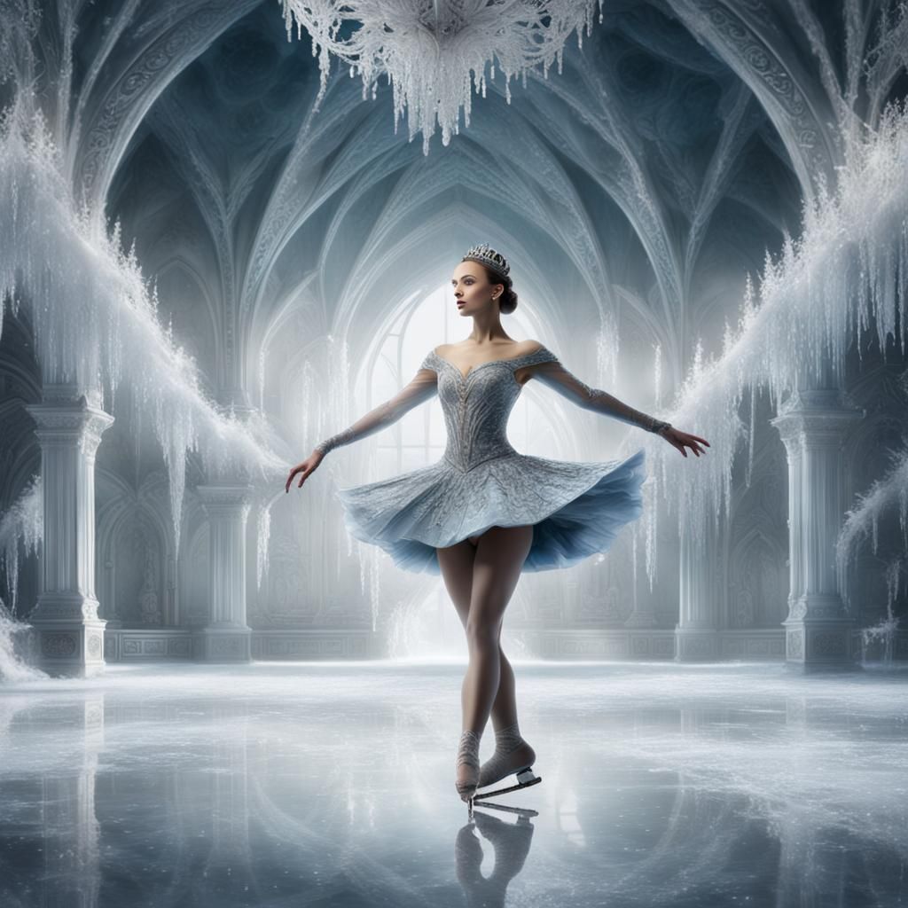 Figure Skating Princess in Ice Palace: Digital Painting