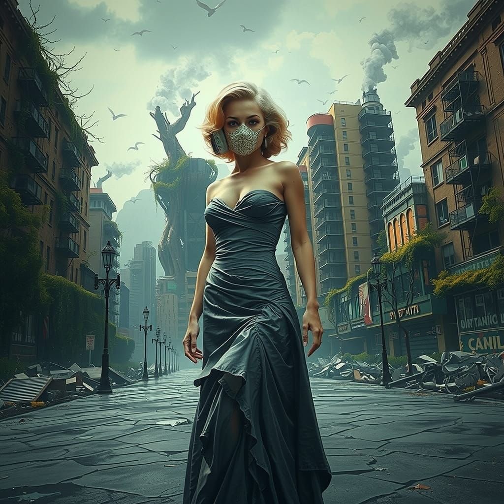 Futuristic Goddess in a Post-Apocalyptic World of Ruin and R...