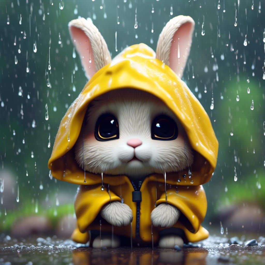 Cute Chibi Bunny in Raincoat