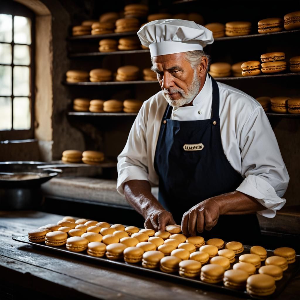 French Baker in Rustic Kitchen, Professional Portrait