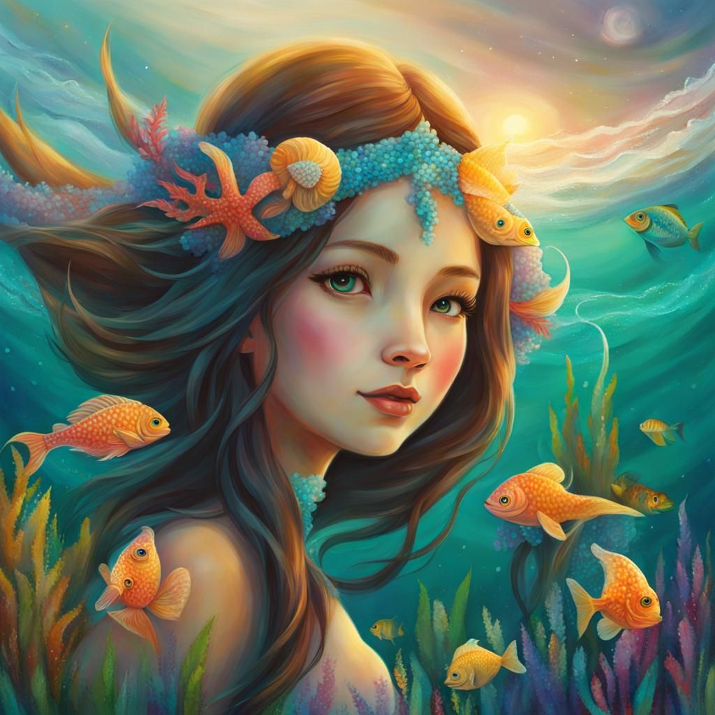 AI Mermaid Girl Illustration