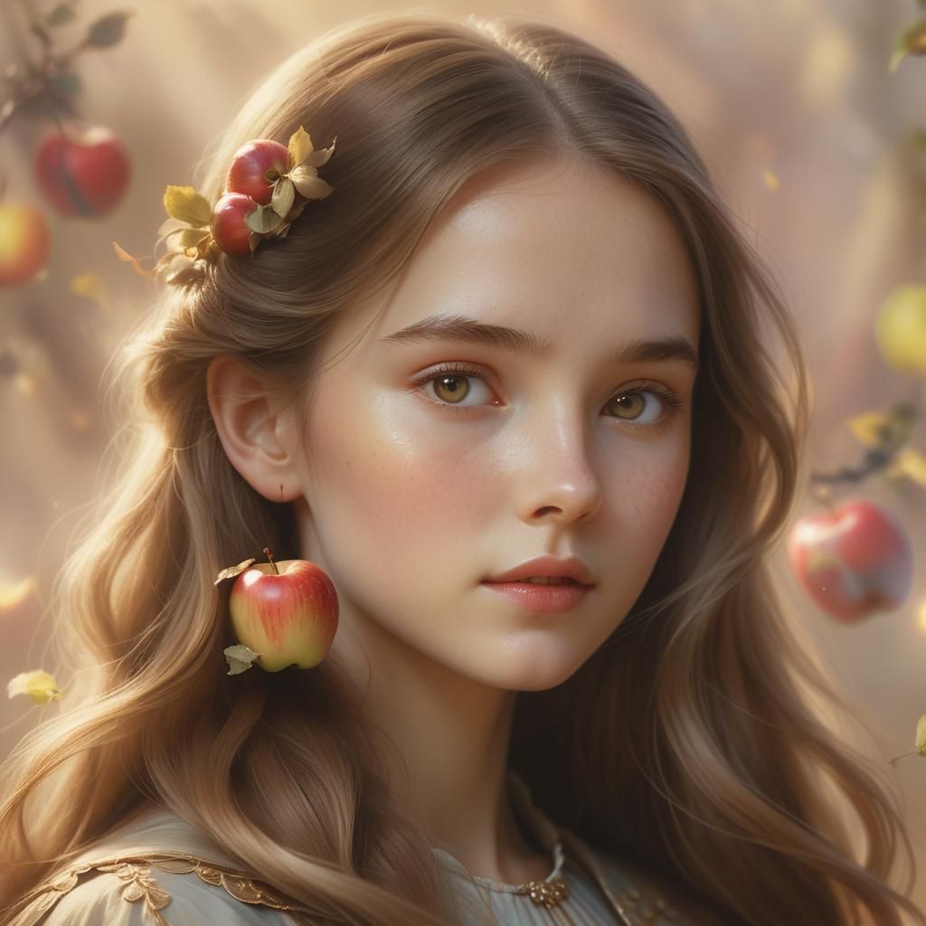 Fantasy Woman Creating Apples in Matte Painting