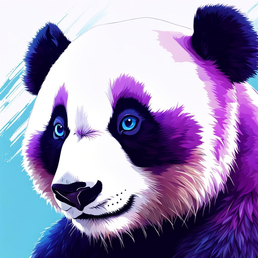 Purple Panda Bear with Blue Eyes