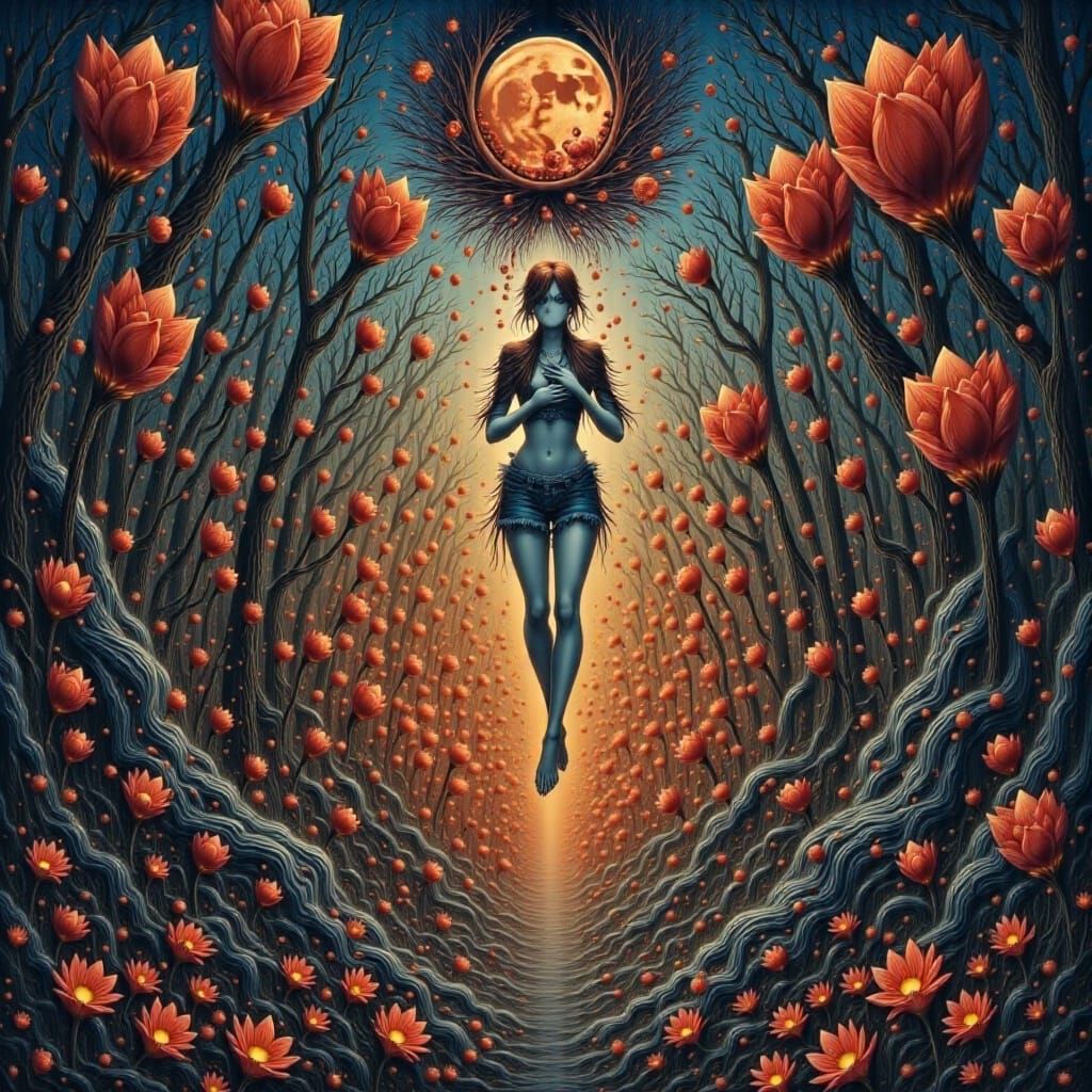 Cyberpunk Dreamscape in Dark Neon Colors