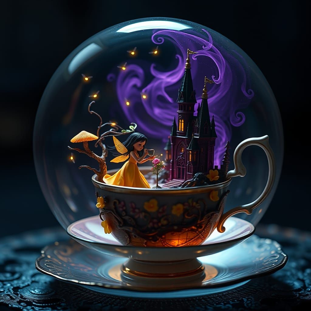 Miniature Fairy Tale World in Teacup