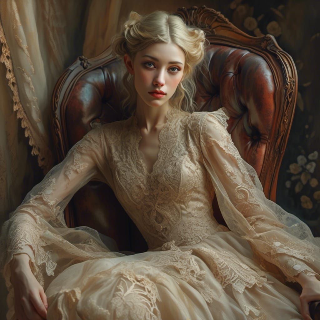 Ethereal Woman in Armchair: Fine Art Portrait