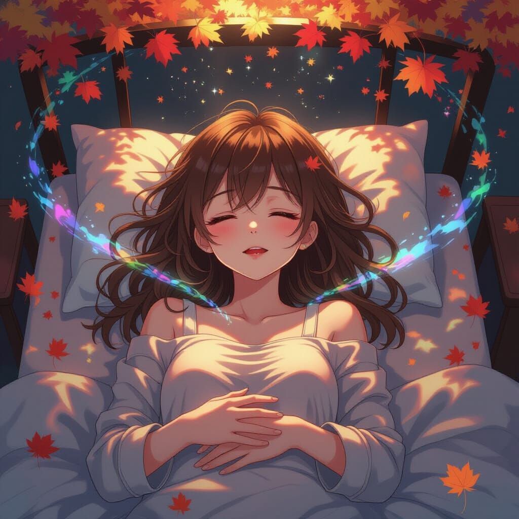 Anime Girl in Straitjacket Amidst Psychedelic Lightfall