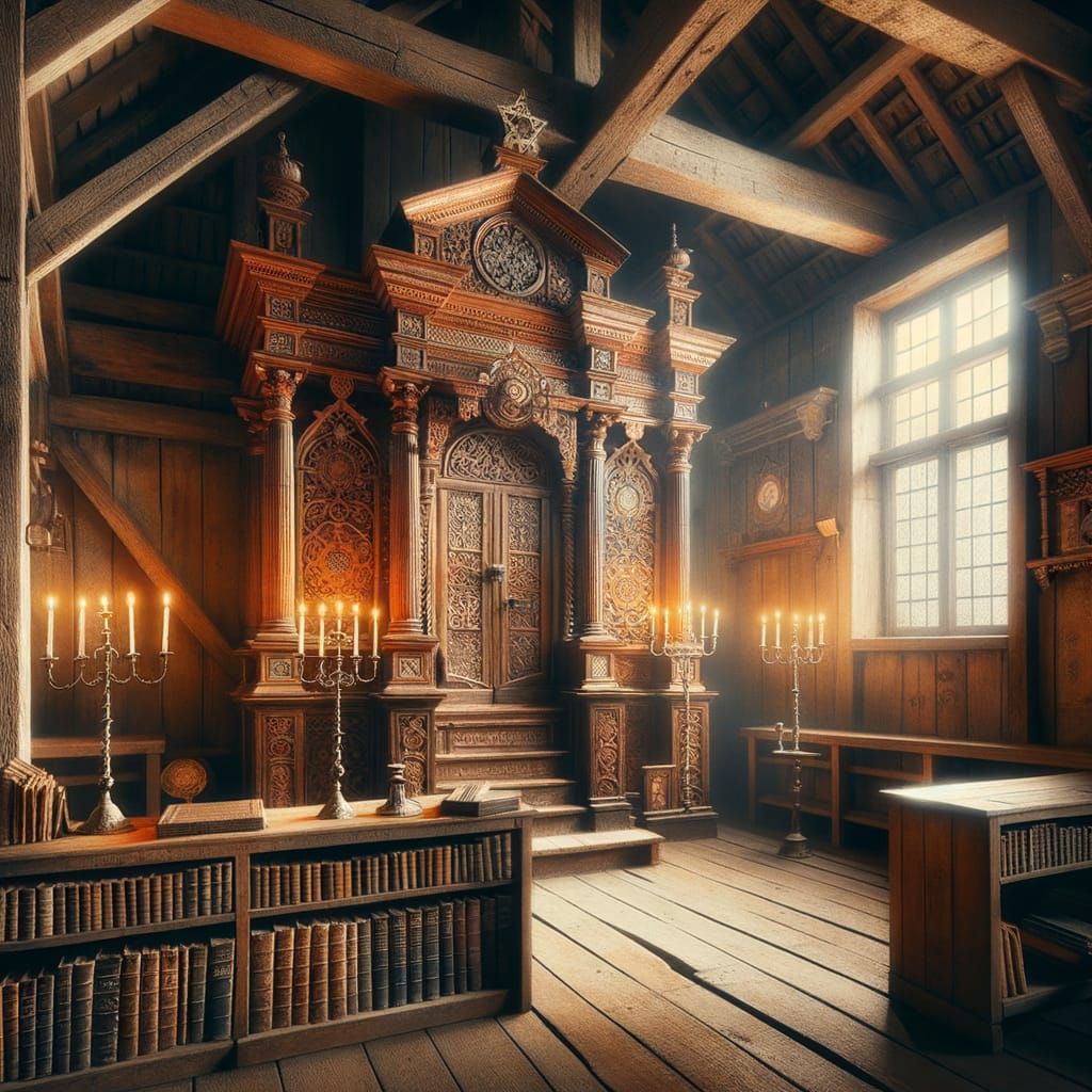 Synagogue Interior in the Style of 19th Century Dutch Art