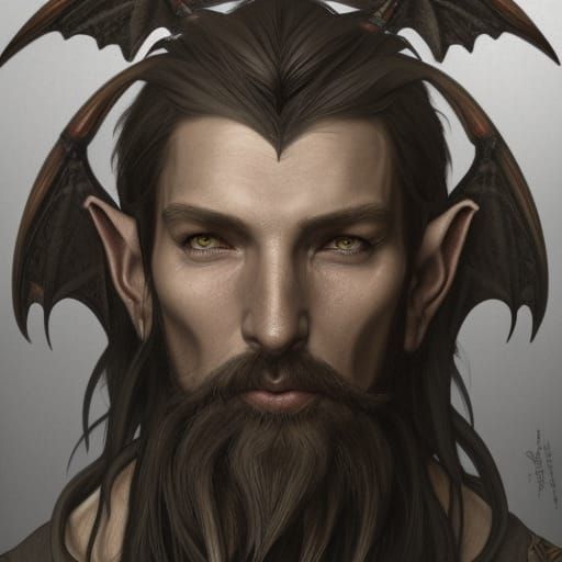 Elf and Dragon Pencil Sketch in Art Nouveau Style