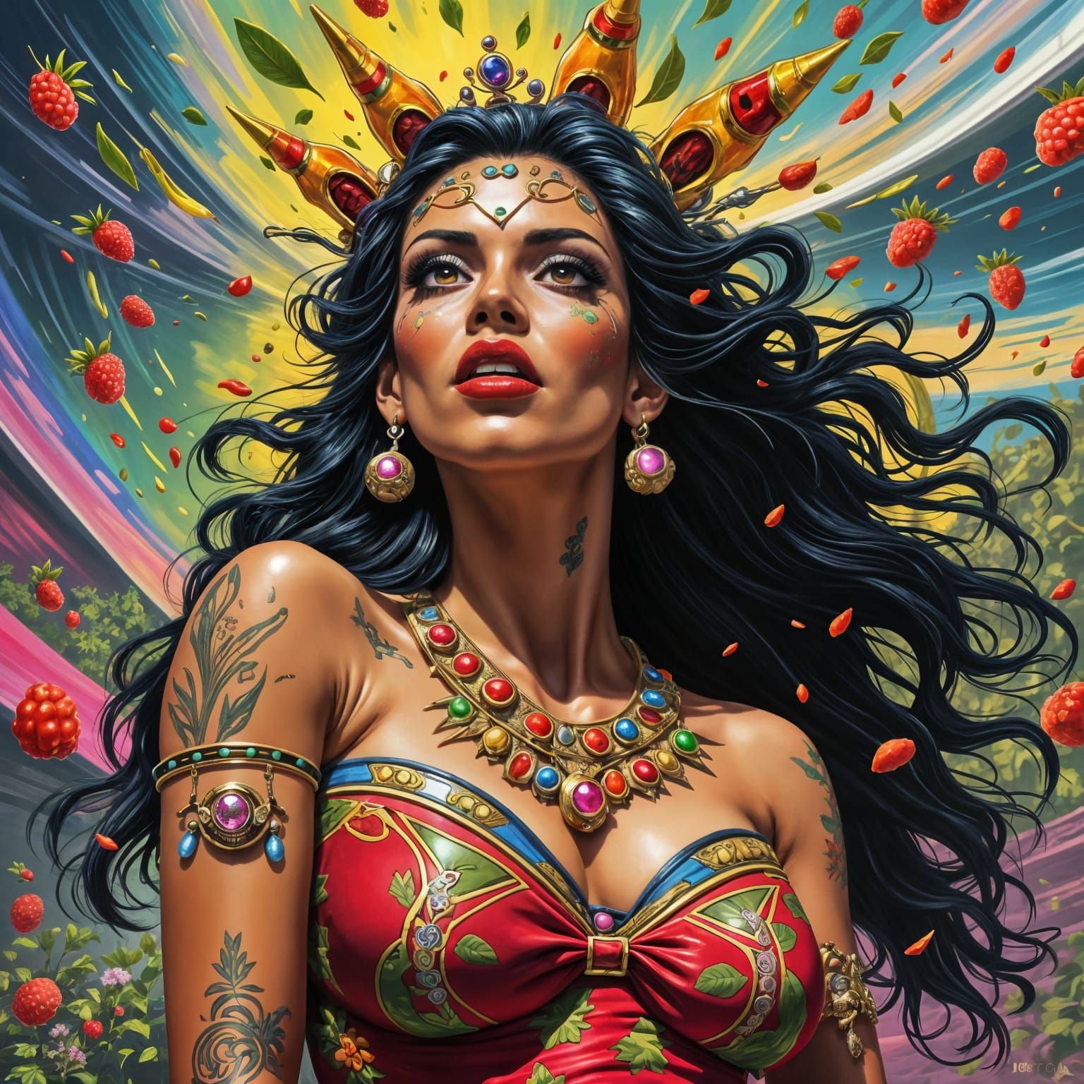 Surreal Hyperrealistic Portrait of a Glamorous Aztec Beauty