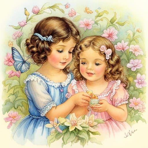 Romantic Embrace in Vintage Illustration Style