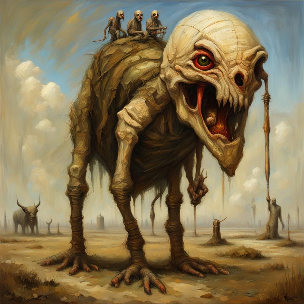 Behemoth Mummy Elf Hybrid in Oil on Canvas
