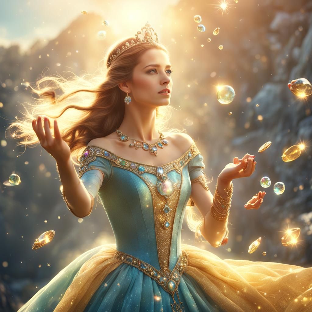 Princess Distributes Jewels in Matte Painting Style