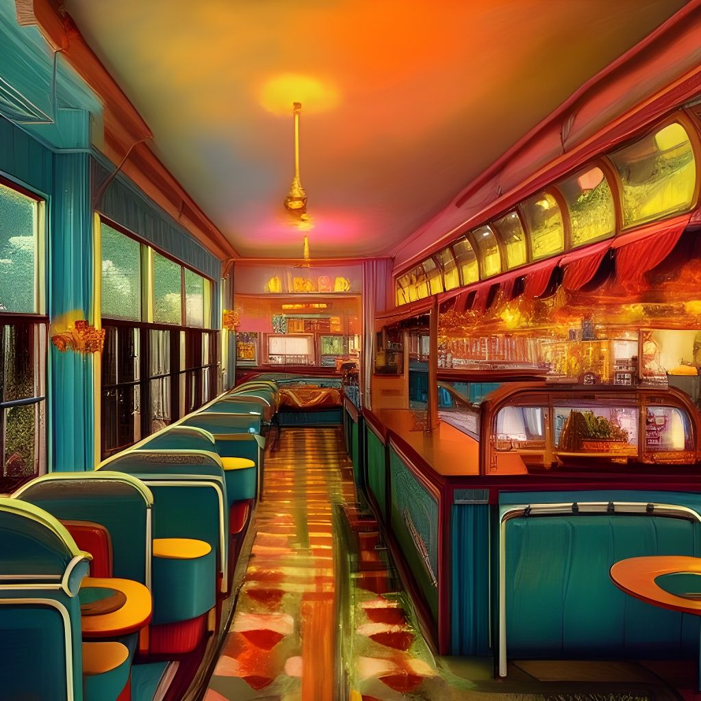 Elegant 1900s Diner in Detailed Oil Painting Style