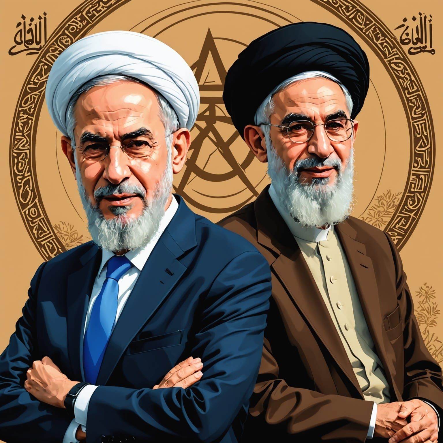 Benjamin Netanyahu and Ayatollah Ali Khamenei Portrait