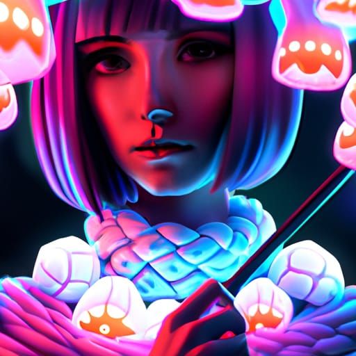 Neon Portrait in Hyperdetailed Lighting