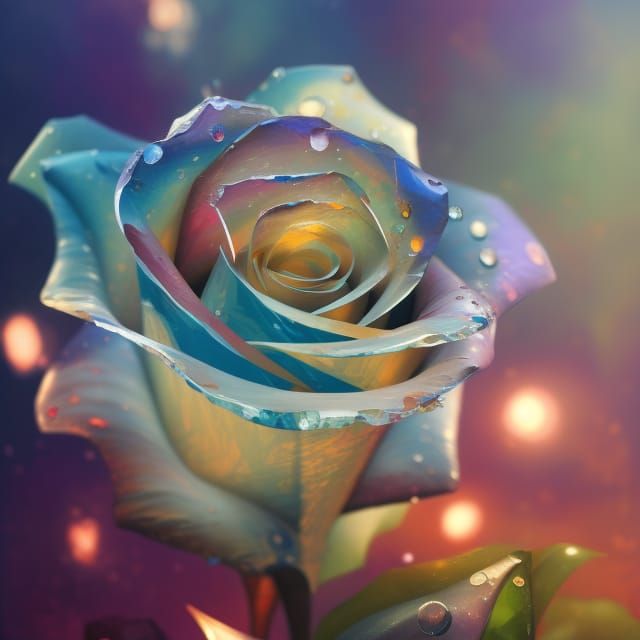 Glass Rose: Detailed Watercolor Painting