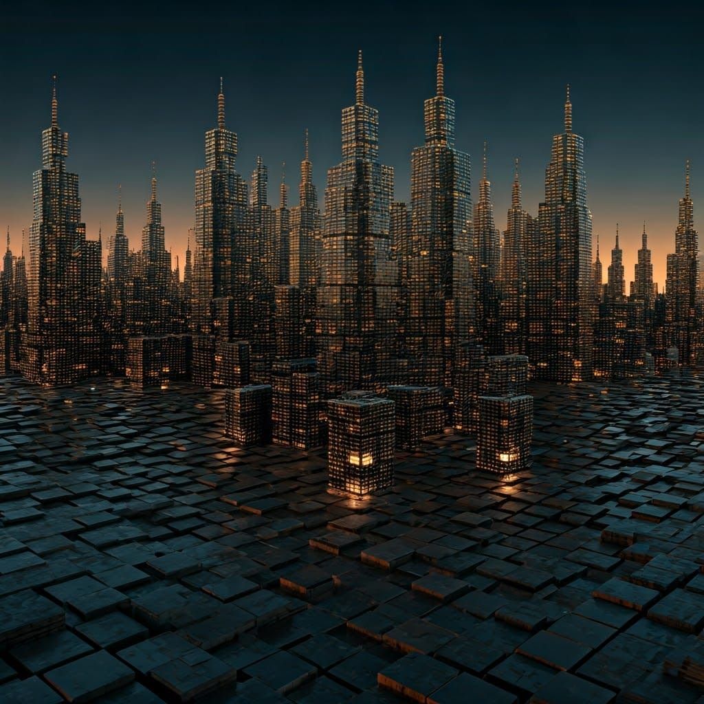 Cubist Metropolis in a Futuristic Utopia