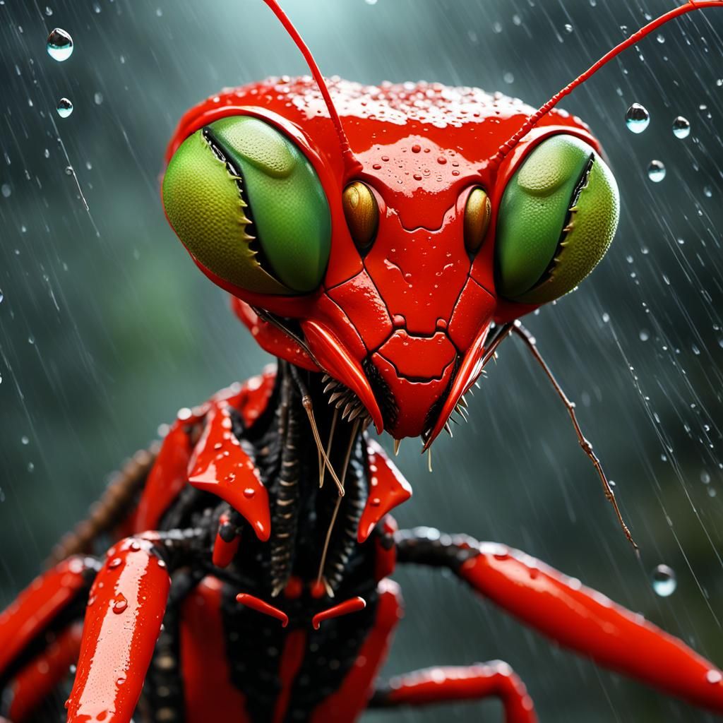 Horror Praying Mantis in Ultra Detailed 3D Render