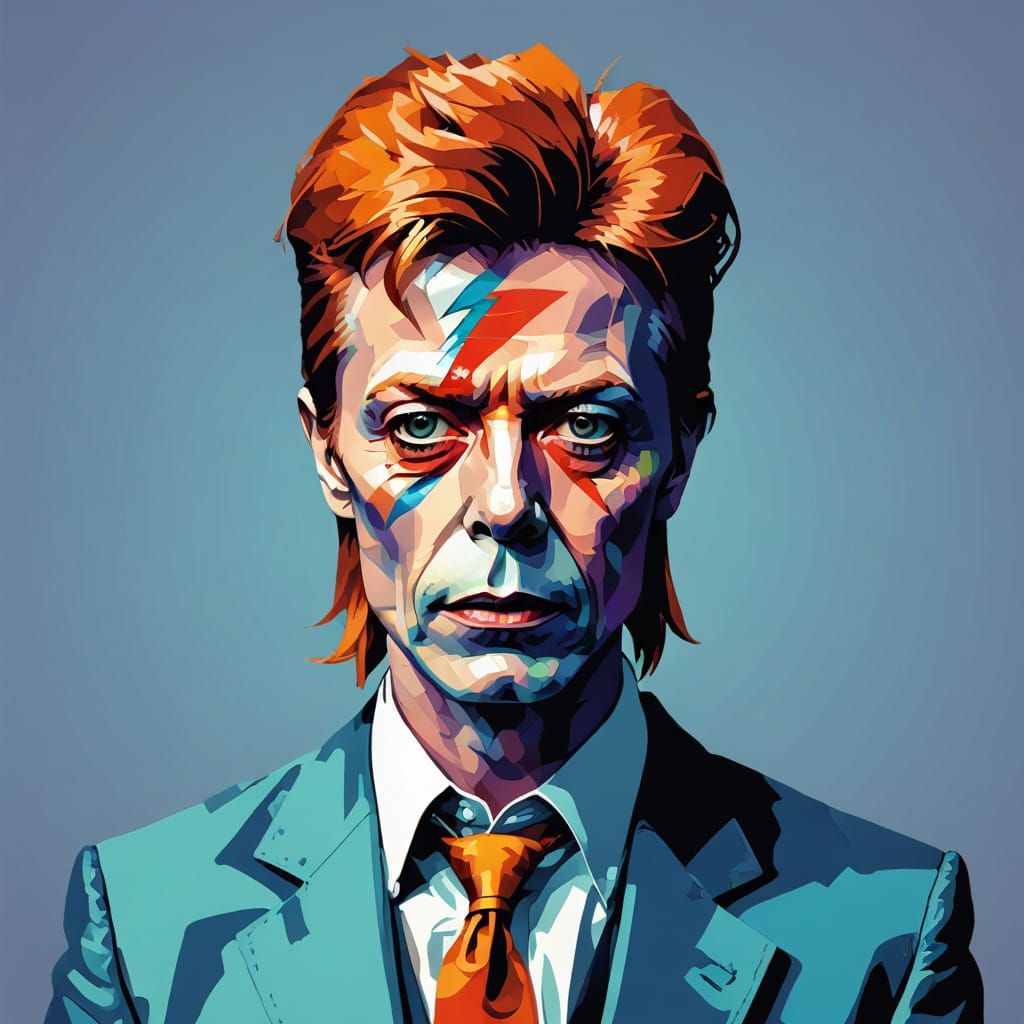 Cat as David Bowie in WPAP Style