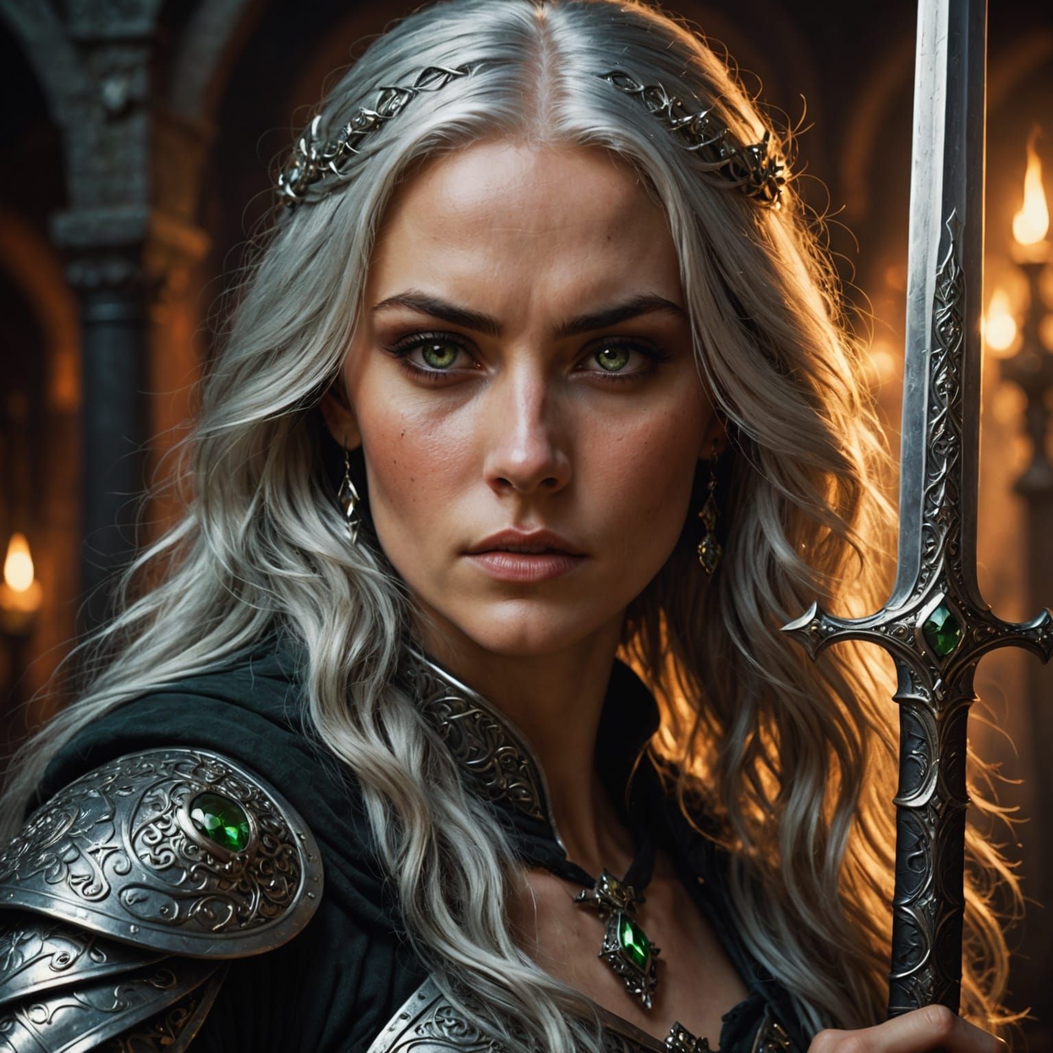 Medieval Fantasy Warrior in Intense Close-Up