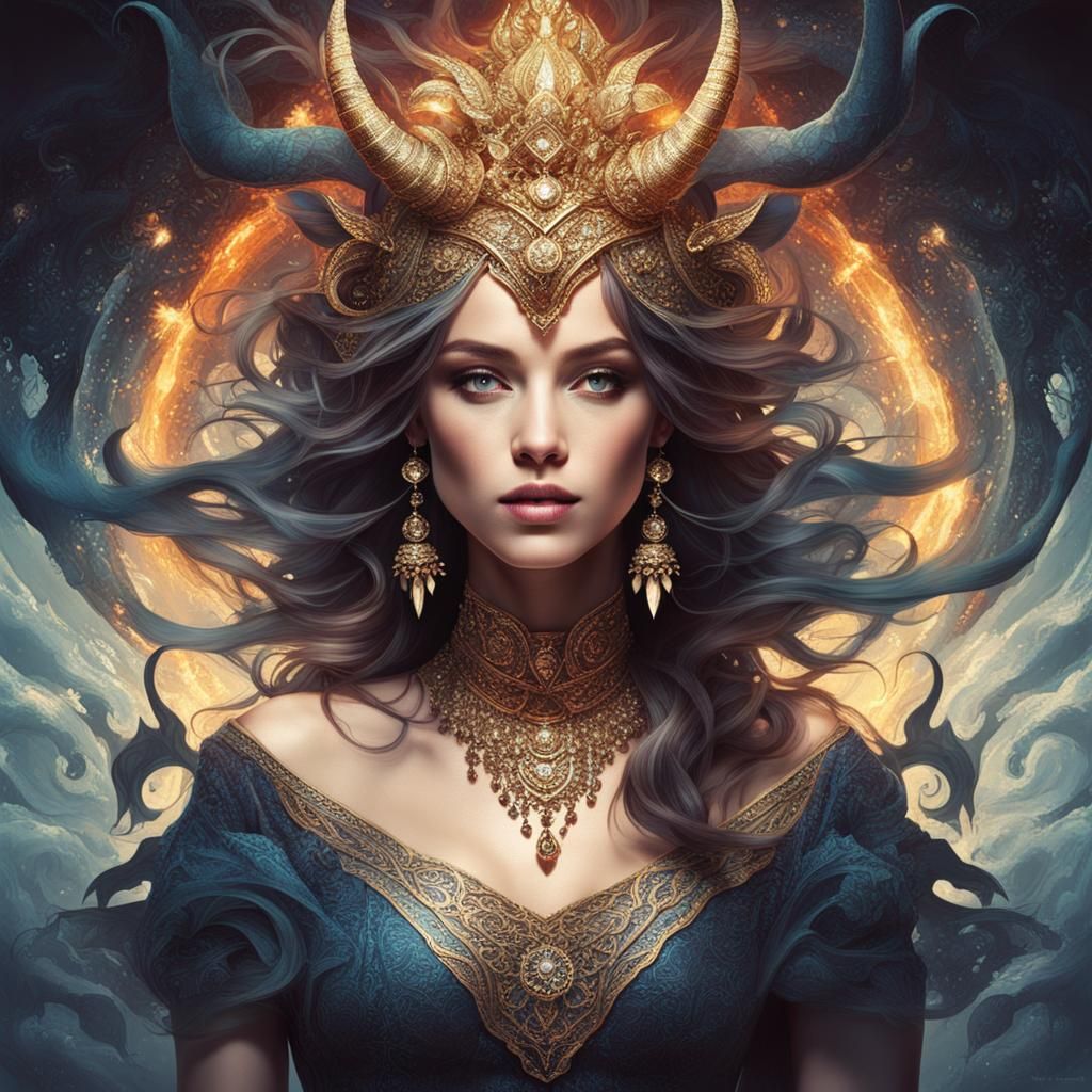 Epic She-Devil in Dynamic Splash Art