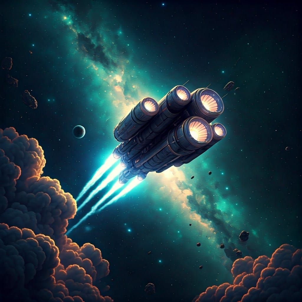 Spaceship Ascending in Galactic Space Race