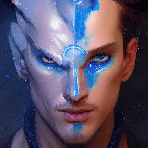 Boy with Galaxy Eyes: Hyperdetailed Spacecore Portrait