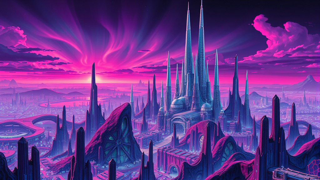 Futuristic Alien City in Surrealist Style