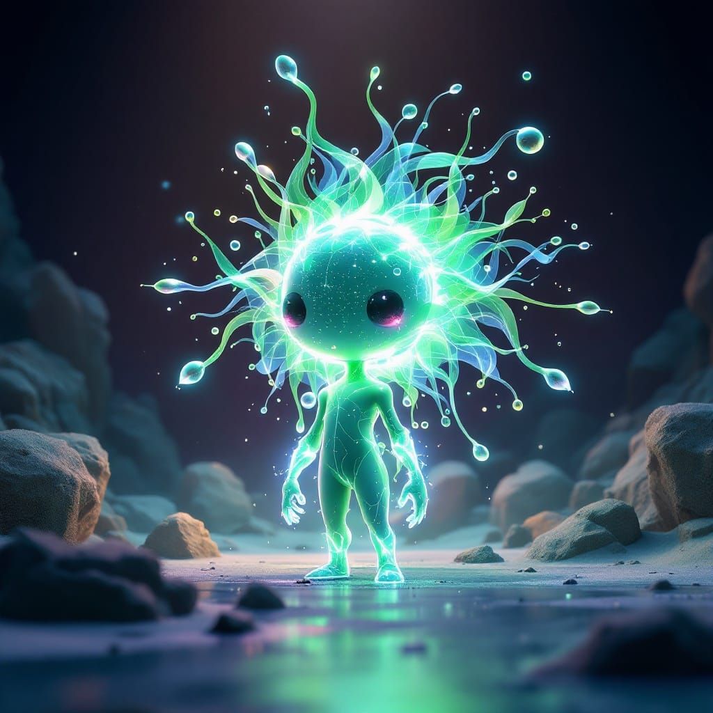 Quantum Singularity in Vibrant, Futuristic 3D Cartoon Style