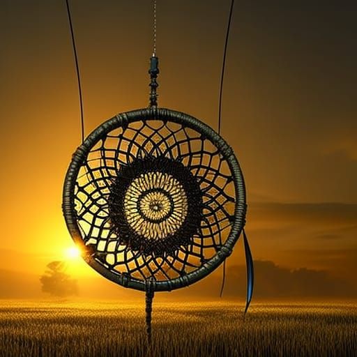 Sunflower Dreamcatcher with Feathers in Tesselated Hues