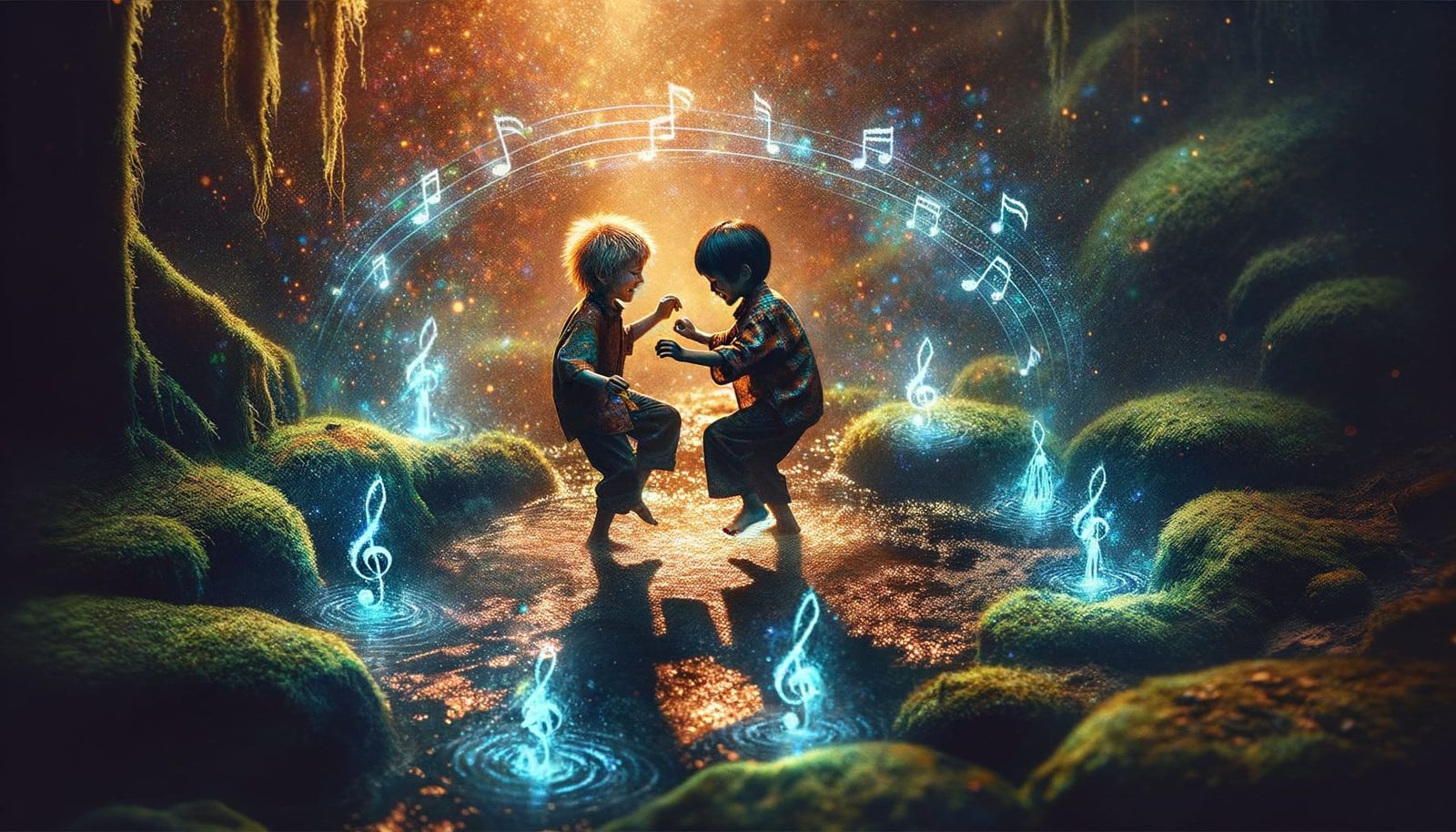 Friends dance to the music of nature