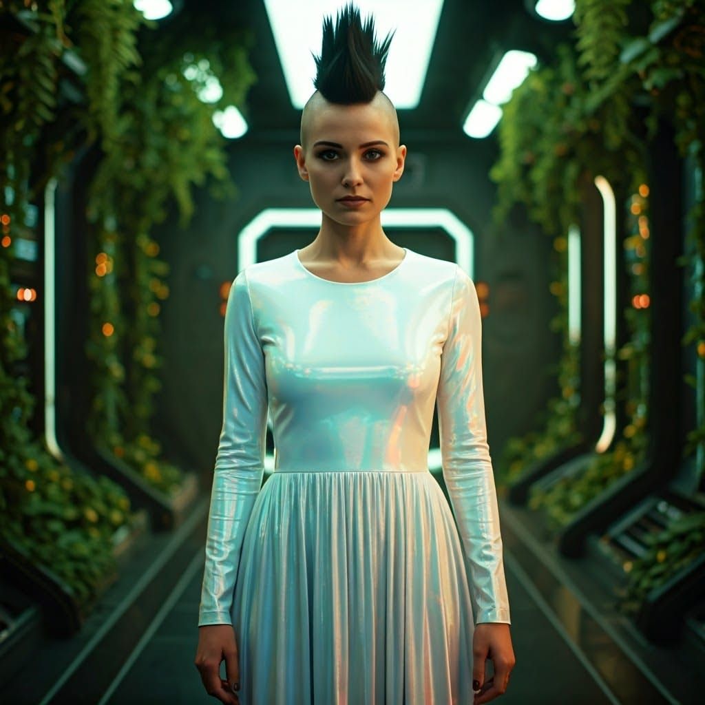 Futuristic Woman with Mohawk in Spaceship