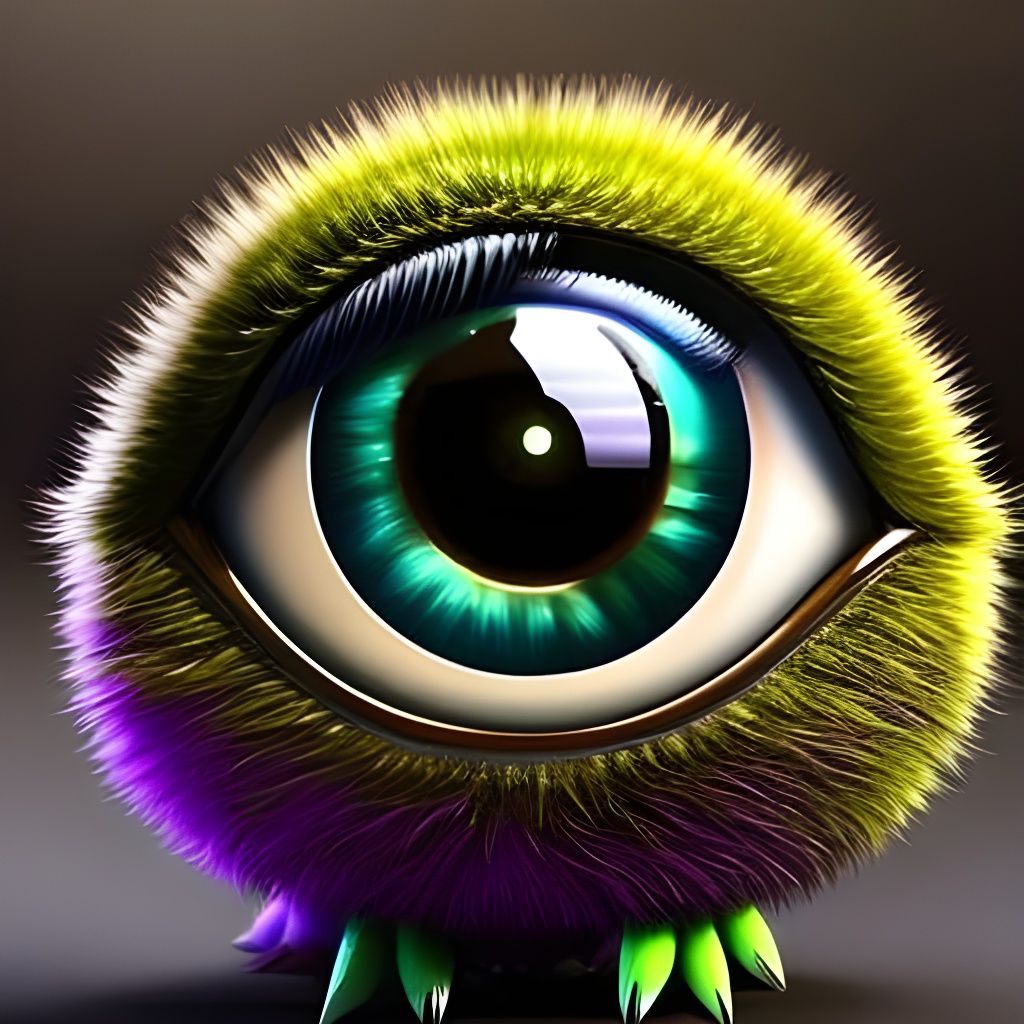 Cute Fuzzy Eyeball Monster Anime Portrait