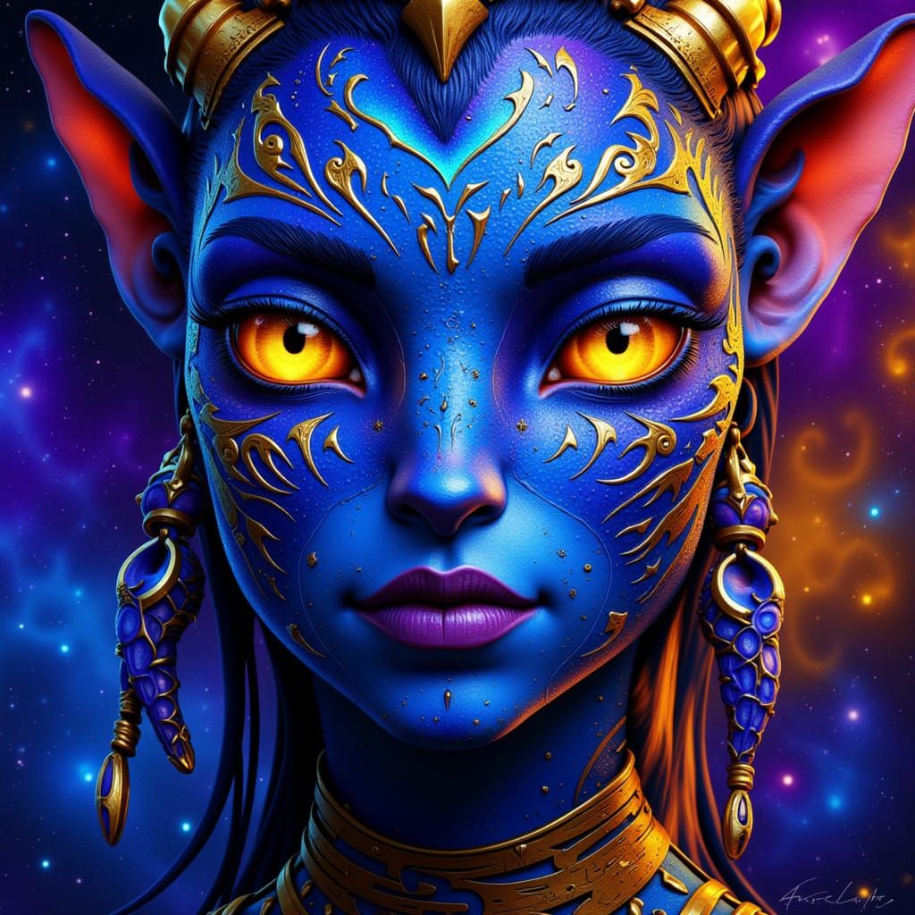 Avatar Na'vi Portrait in Surrealist Cubist Style