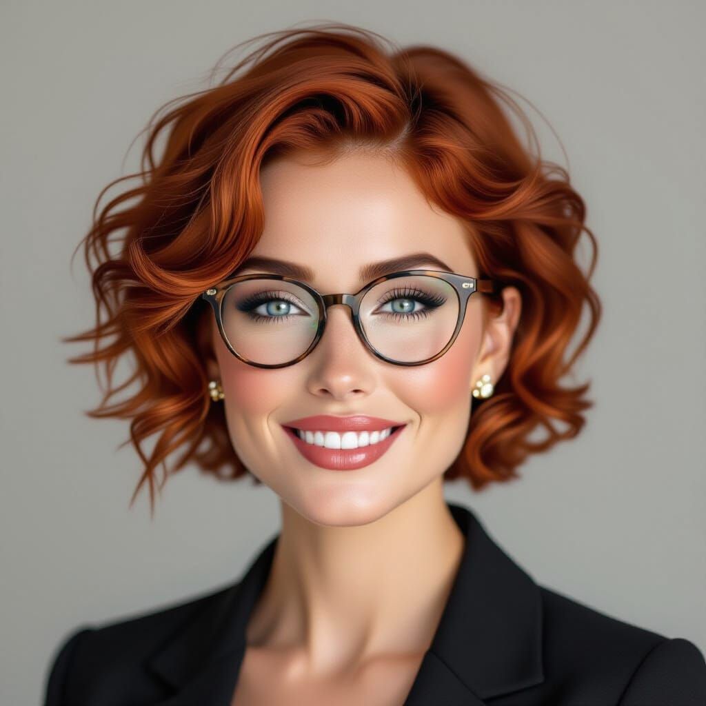 Redhead Woman with Blue Eyes in Photorealistic Style