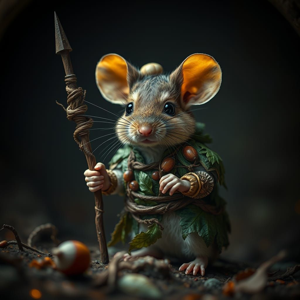 Hyper-Realistic Mouse in Ancient Armor