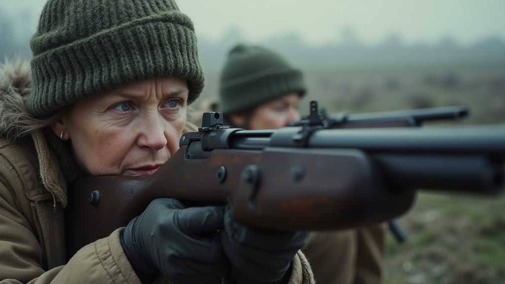 Determined Russian Sniper During WWII Siege