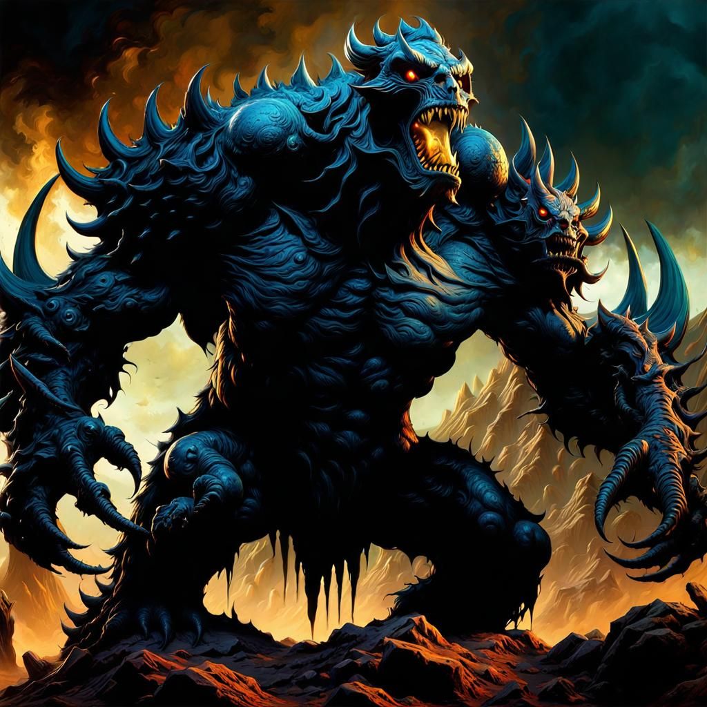 Macabre Monster by Frazetta and Vallejo, Detailed Matte Pain...