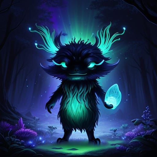 Glowing Ethereal Forest Being in Vibrant Ultraviolet