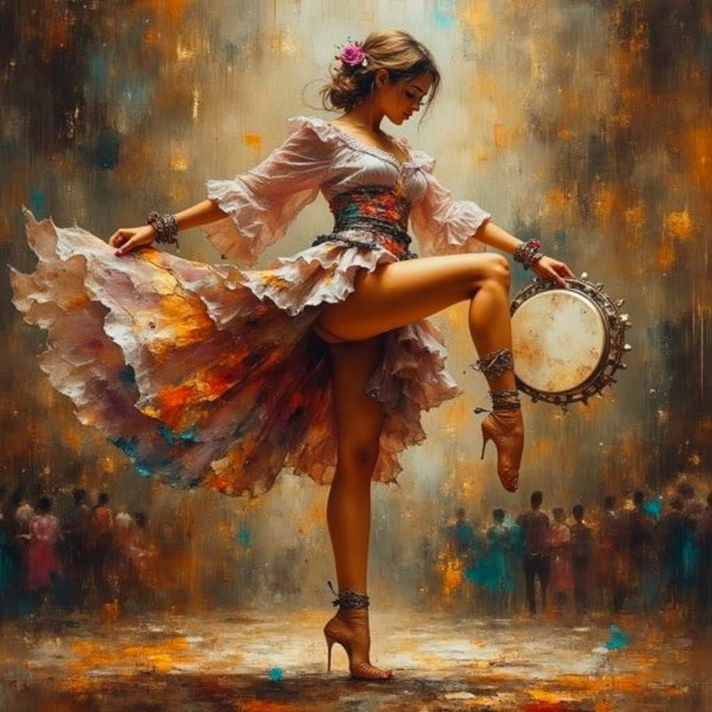 Flamenco Dancer in Expressionist Painting Style