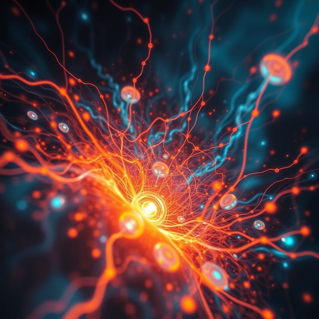 Vibrant Electrons Captured in Abstract Futuristic Style